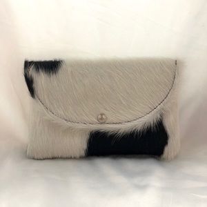 Faux Fur Cow Print Clutch